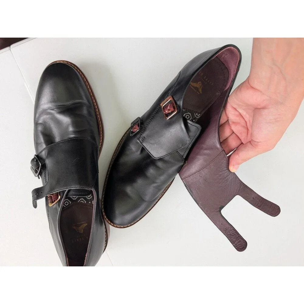 Ted Baker Kartor FD05836 Double Monk Strap Black Leather Shoes Mens US 10.5